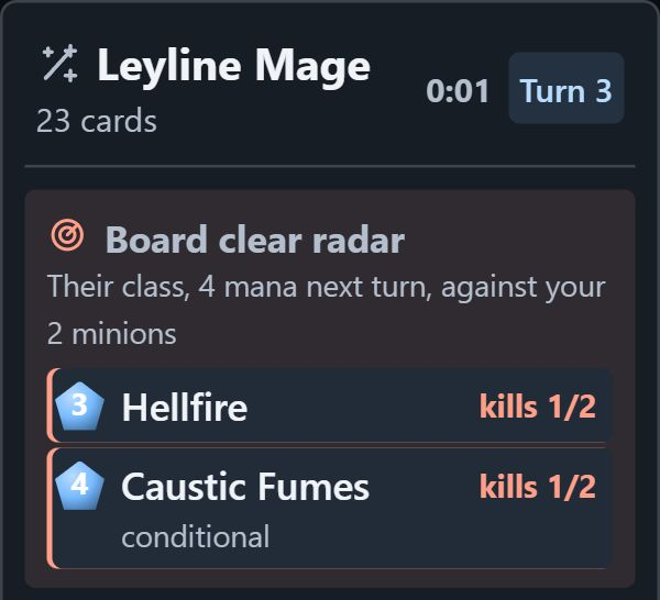 Radar and deck tracking during a game.